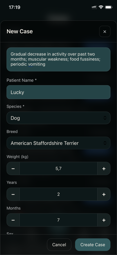 Creating a case